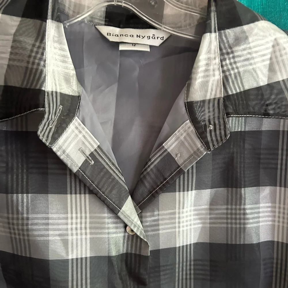 Bianca Nygard Chic Black and White Plaid Women's Blouse 12 - Picture 8 of 16